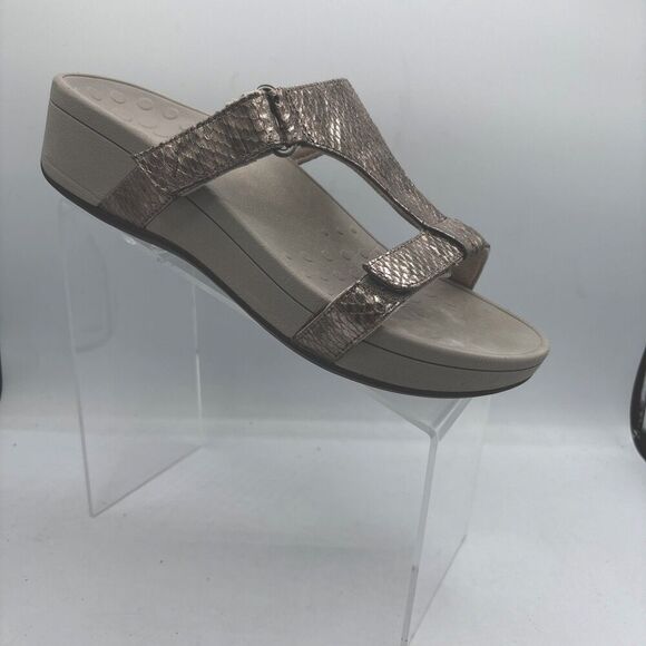 Vionic Pacific Ellie Metallic Snake Pewter Silver Comfort Sandals Women's Size 8 - Picture 1 of 10